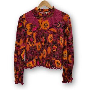 NWT Farm Rio Garden Bloom Smocked Blouse Size L